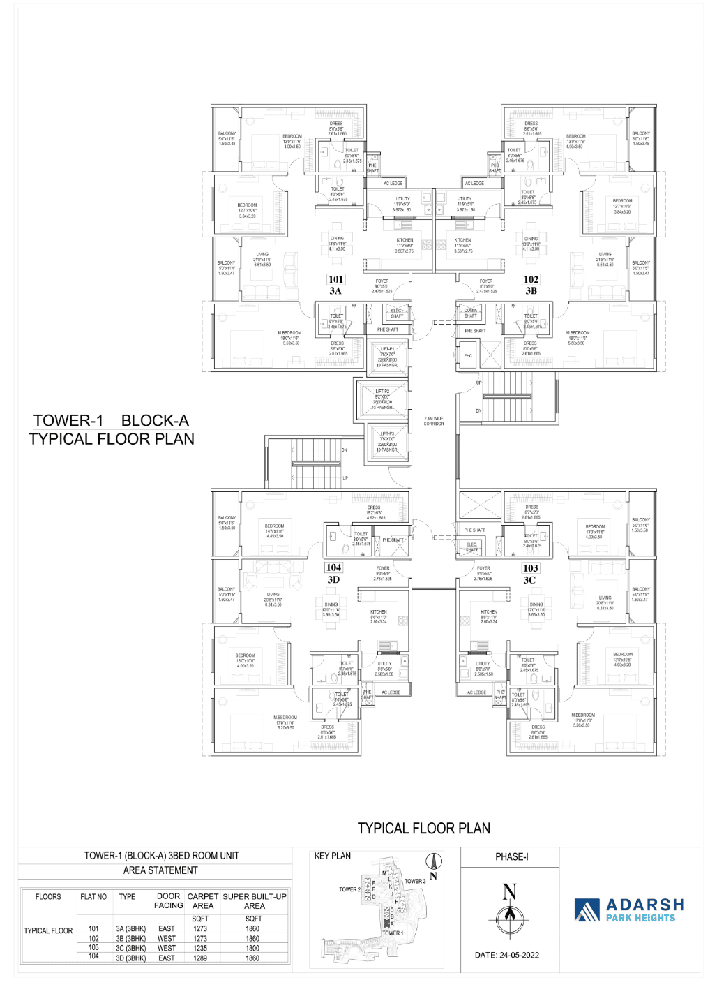 TOWER-1 (BLOCK-A) 3BED ROOM UNIT