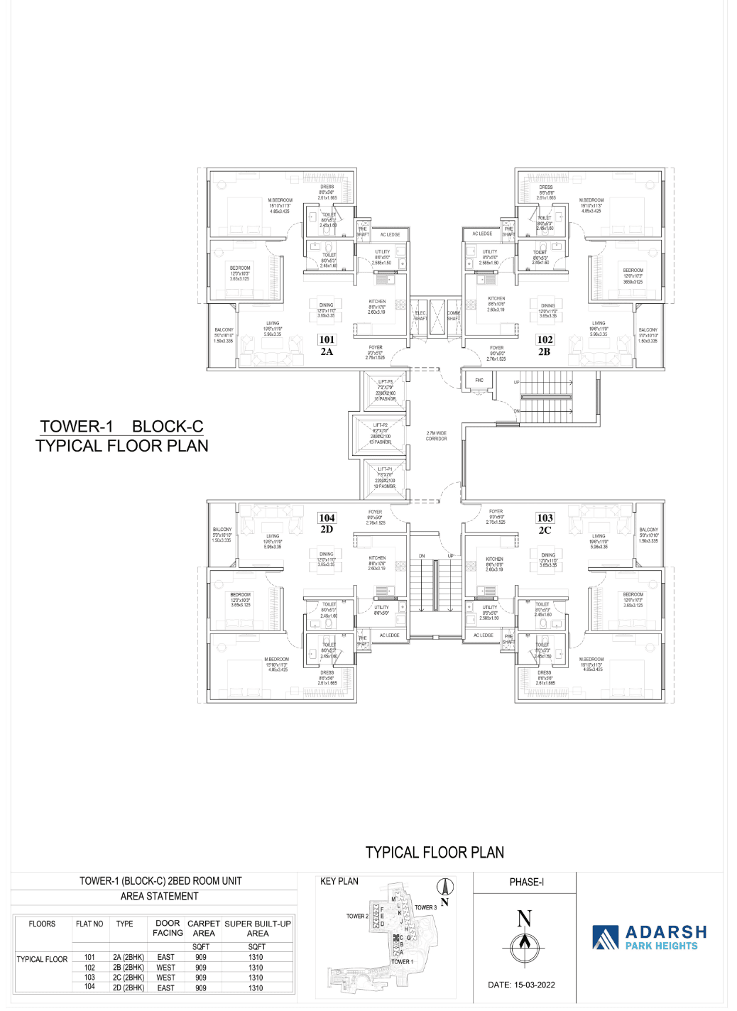 TOWER-1 (BLOCK-C) 2BED ROOM UNIT